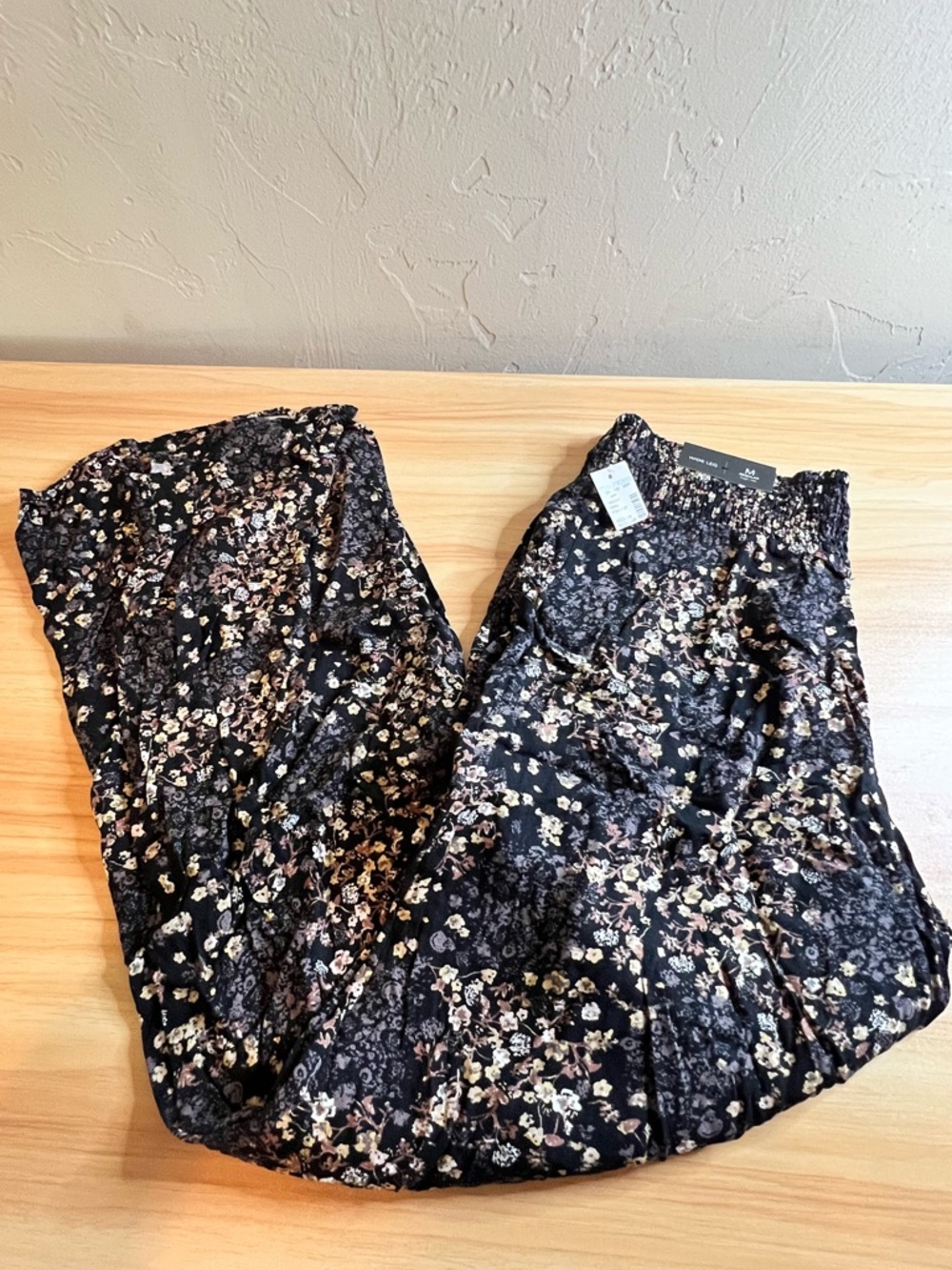 Maurices Black Floral Wide Leg Jumpsuit Pants